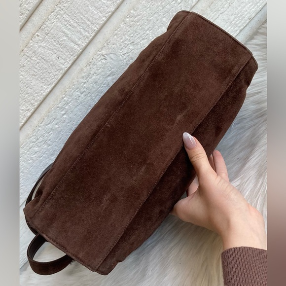 CHANEL Brown Suede Jumbo CC Chain Tote Handbag Vintage Classic - Picture 10 of 16